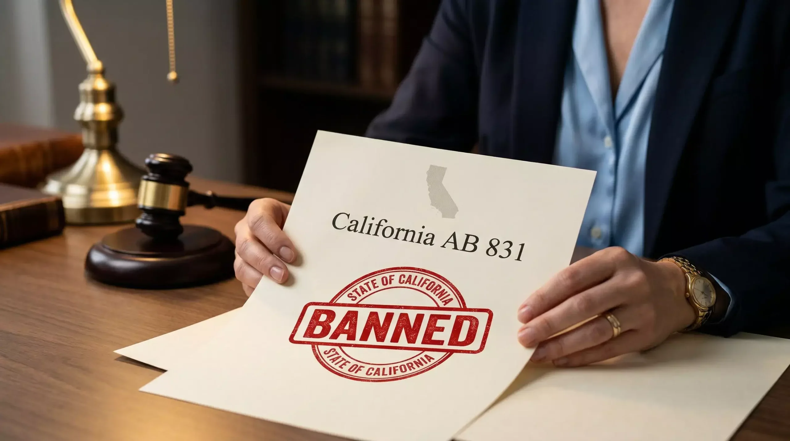 California sweepstakes casino ban AB 831 legal document with state outline