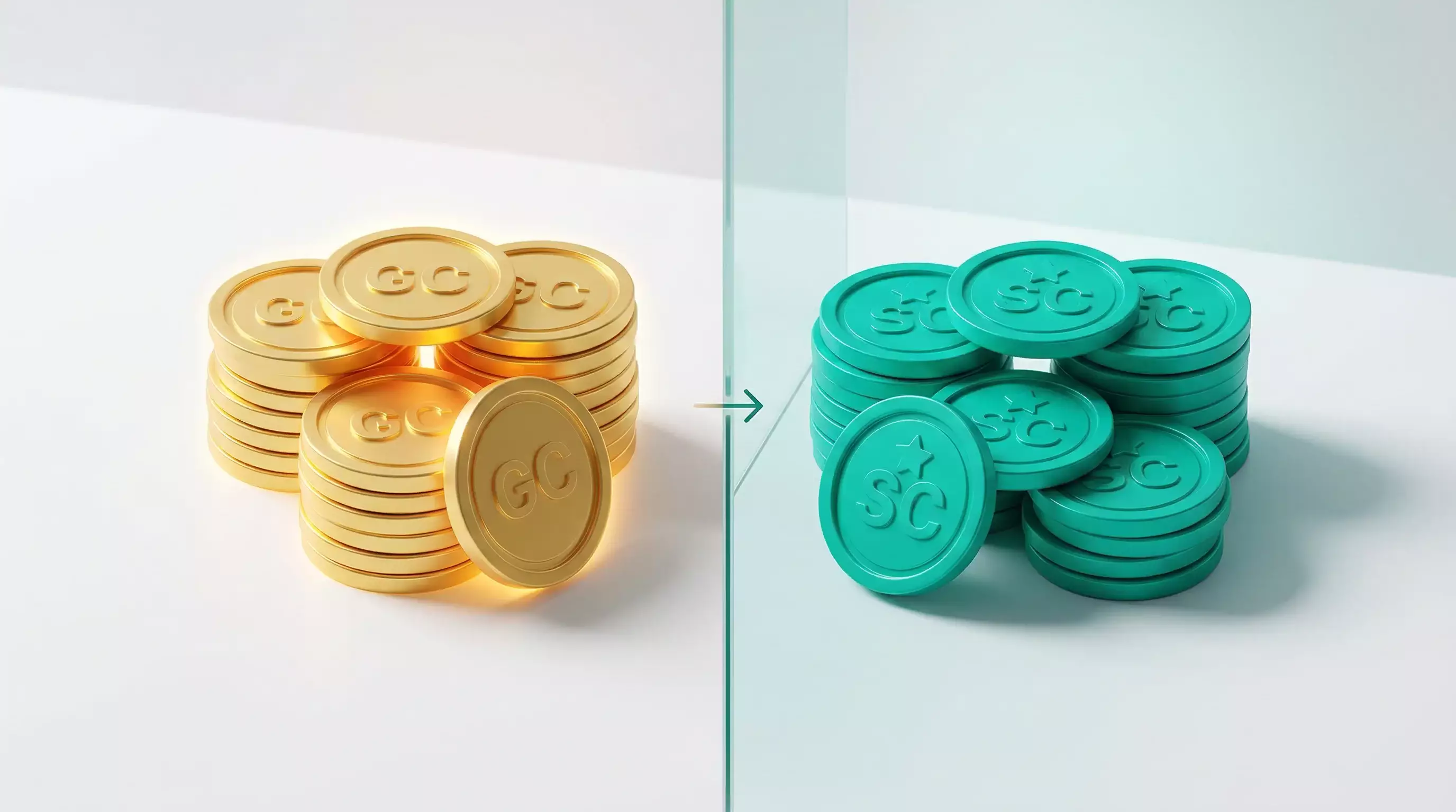 Dual currency model showing Gold Coins and Sweeps Coins system in sweepstakes casinos