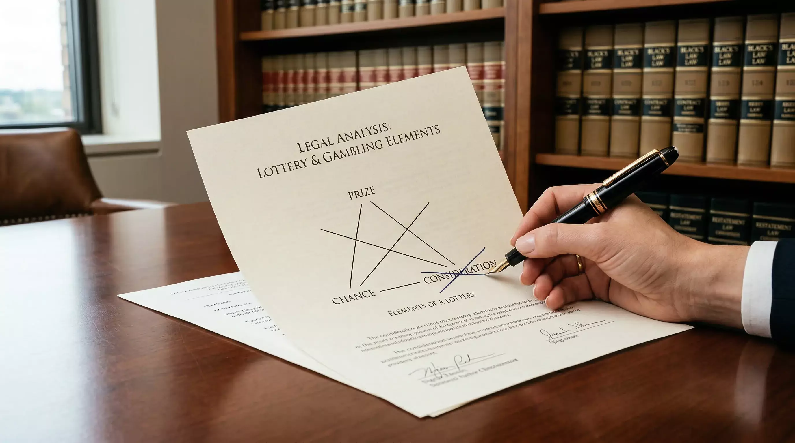 Legal document showing prize chance consideration test for sweepstakes casinos